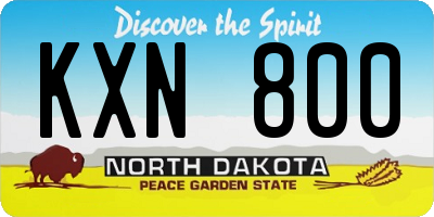 ND license plate KXN800