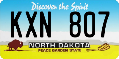 ND license plate KXN807