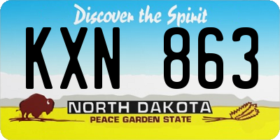 ND license plate KXN863
