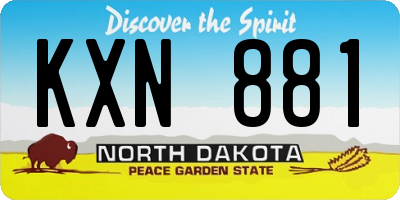ND license plate KXN881