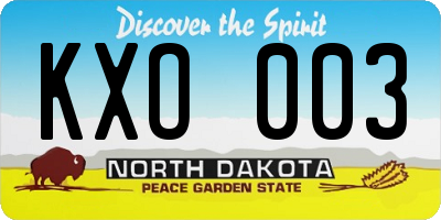 ND license plate KXO003