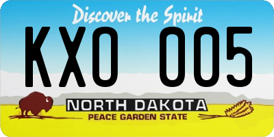 ND license plate KXO005