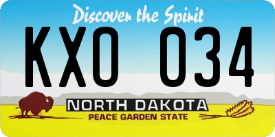 ND license plate KXO034