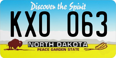 ND license plate KXO063
