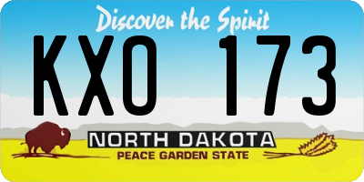 ND license plate KXO173