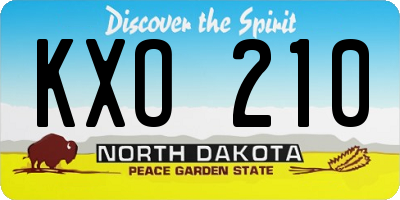 ND license plate KXO210
