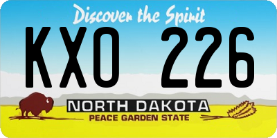 ND license plate KXO226