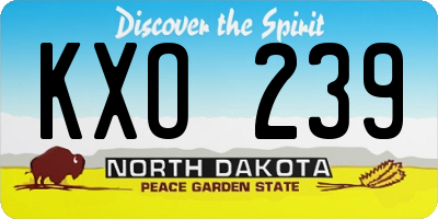 ND license plate KXO239