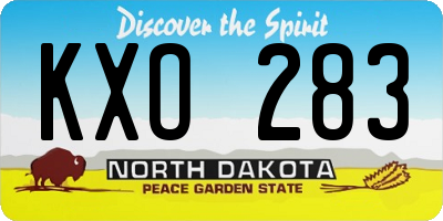 ND license plate KXO283