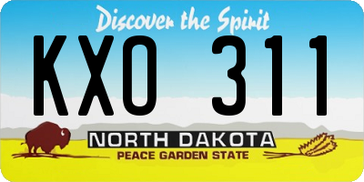 ND license plate KXO311