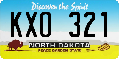 ND license plate KXO321