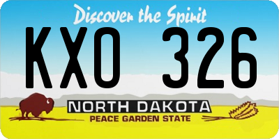 ND license plate KXO326