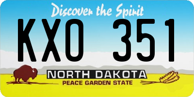 ND license plate KXO351