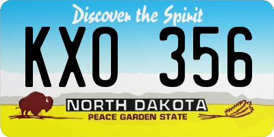 ND license plate KXO356