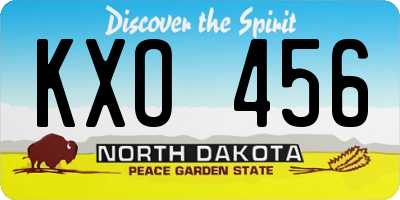 ND license plate KXO456
