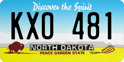 ND license plate KXO481
