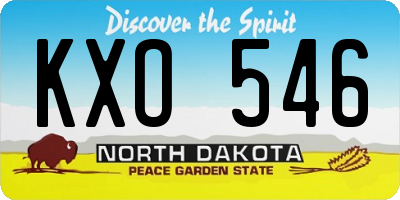 ND license plate KXO546