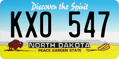 ND license plate KXO547