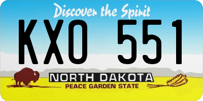 ND license plate KXO551