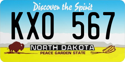 ND license plate KXO567