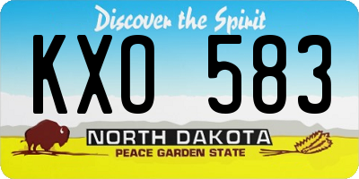 ND license plate KXO583