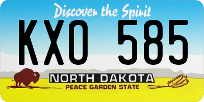 ND license plate KXO585