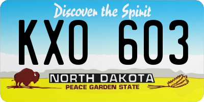 ND license plate KXO603