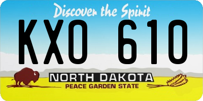 ND license plate KXO610