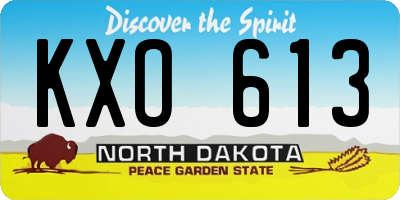 ND license plate KXO613