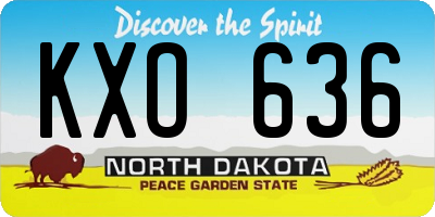 ND license plate KXO636