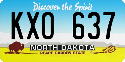 ND license plate KXO637