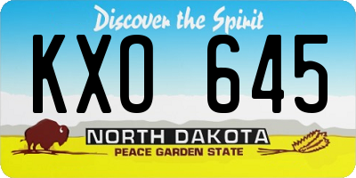 ND license plate KXO645