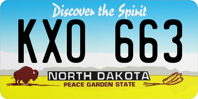 ND license plate KXO663