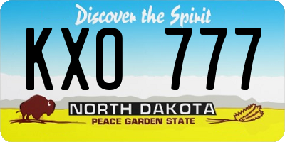 ND license plate KXO777