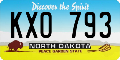 ND license plate KXO793