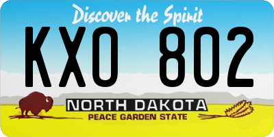 ND license plate KXO802