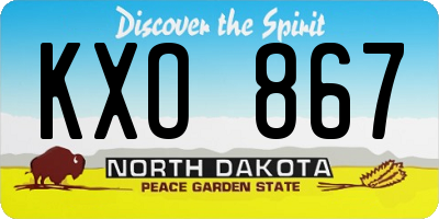 ND license plate KXO867