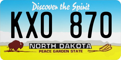 ND license plate KXO870