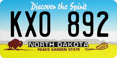 ND license plate KXO892