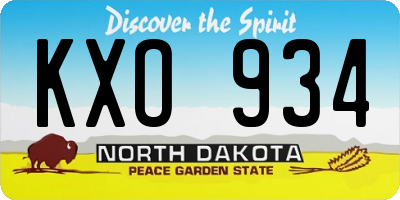 ND license plate KXO934