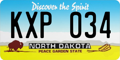 ND license plate KXP034