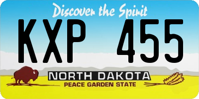 ND license plate KXP455