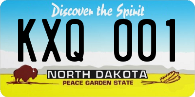 ND license plate KXQ001