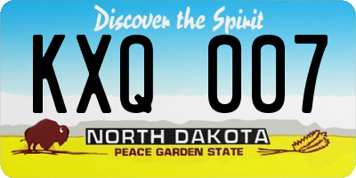 ND license plate KXQ007