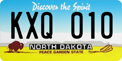 ND license plate KXQ010