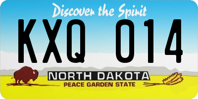ND license plate KXQ014