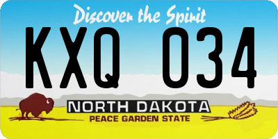 ND license plate KXQ034