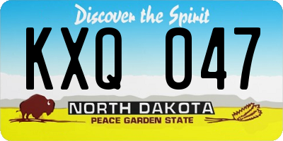 ND license plate KXQ047