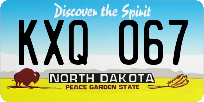 ND license plate KXQ067