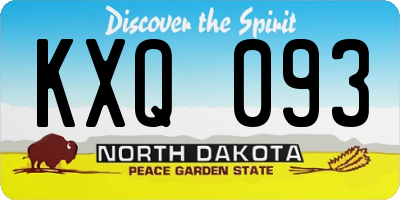 ND license plate KXQ093